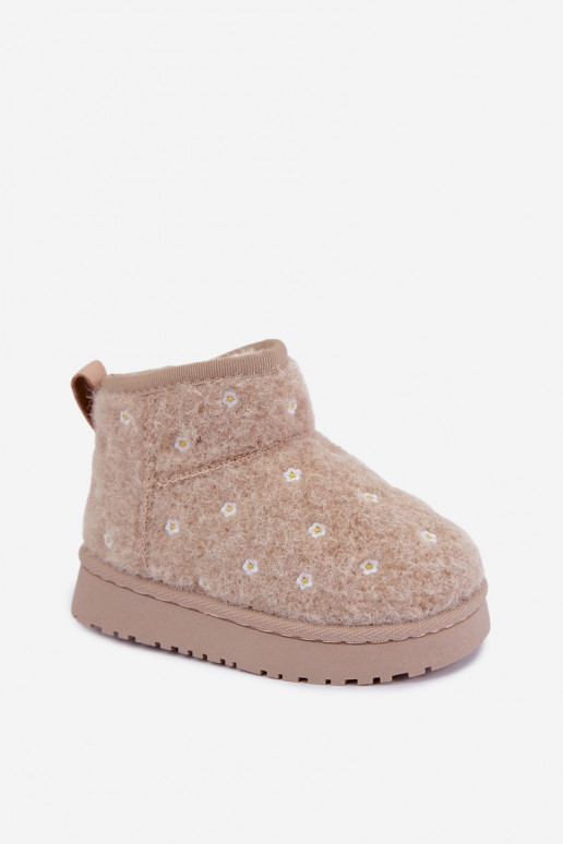 Bottes de neige pour enfants couleur sable avec motifs floraux Lunabelle
