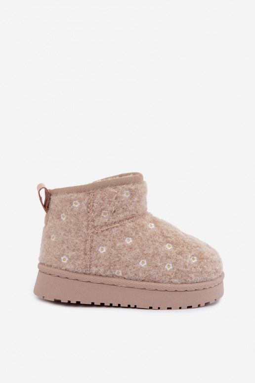 Bottes de neige pour enfants couleur sable avec motifs floraux Lunabelle
