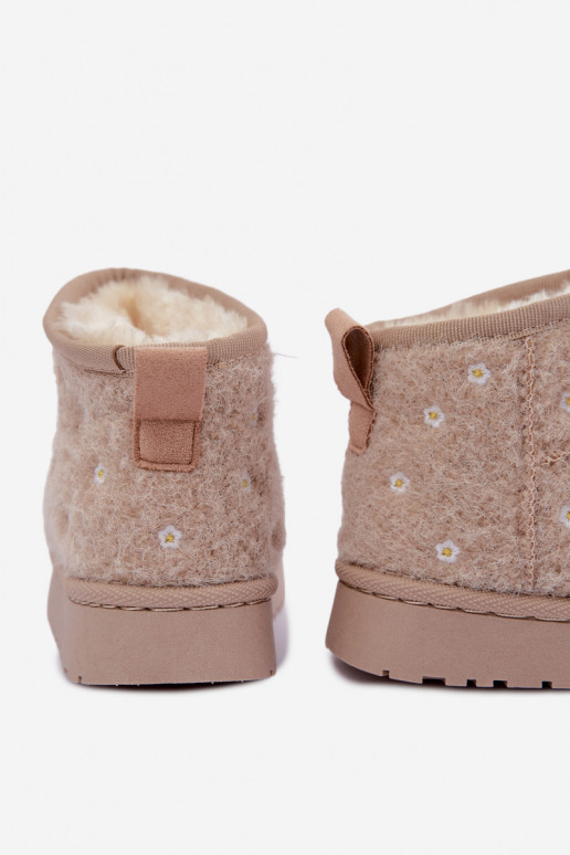 Bottes de neige pour enfants couleur sable avec motifs floraux Lunabelle