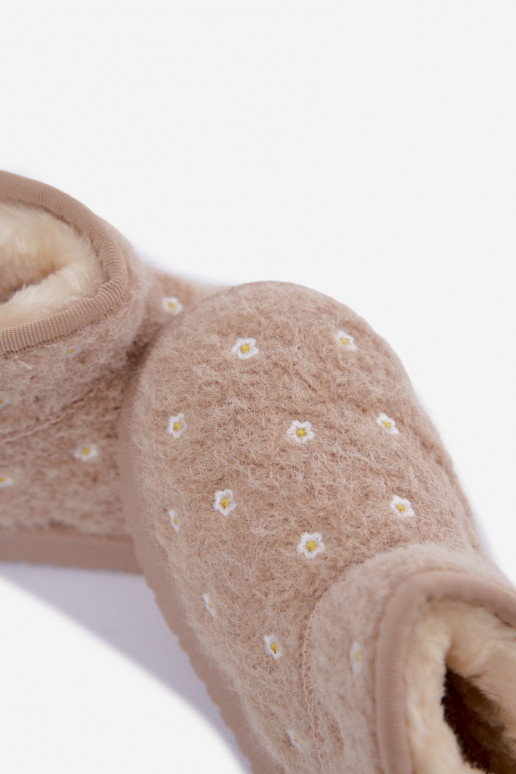 Bottes de neige pour enfants couleur sable avec motifs floraux Lunabelle