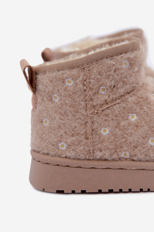 Bottes de neige pour enfants couleur sable avec motifs floraux Lunabelle