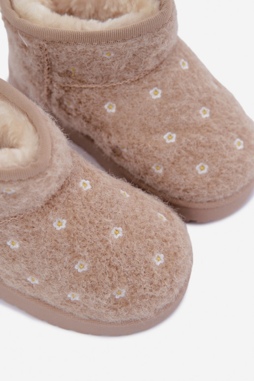 Bottes de neige pour enfants couleur sable avec motifs floraux Lunabelle