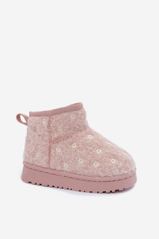 Bottes de neige pour enfants roses avec motifs floraux Lunabelle