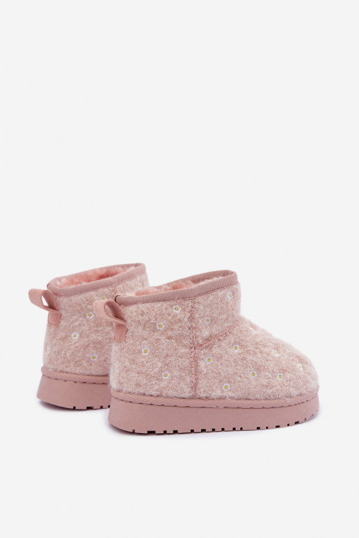Bottes de neige pour enfants roses avec motifs floraux Lunabelle