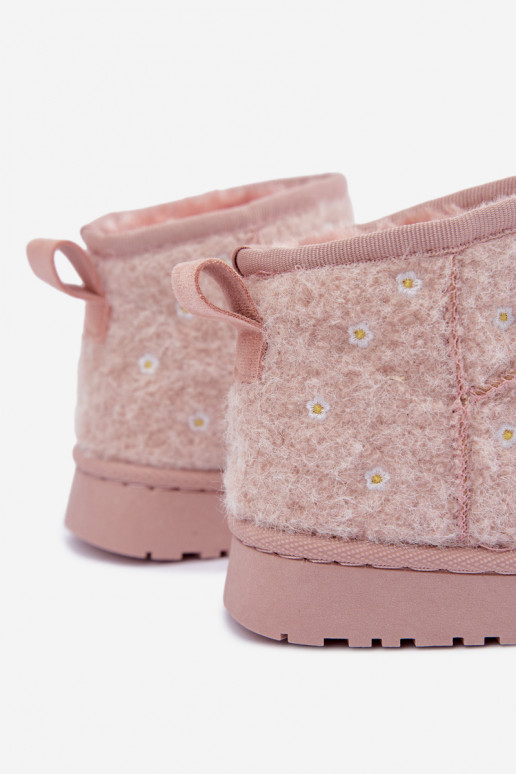 Bottes de neige pour enfants roses avec motifs floraux Lunabelle