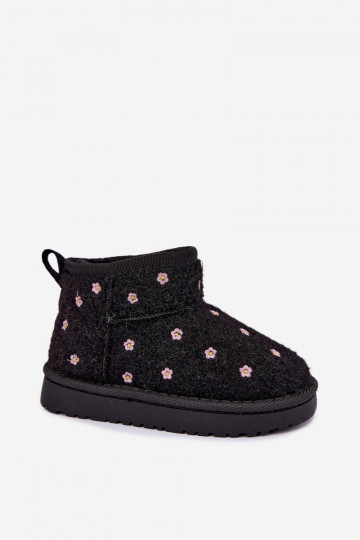 Bottes de neige pour enfants noires avec motifs floraux Lunabelle