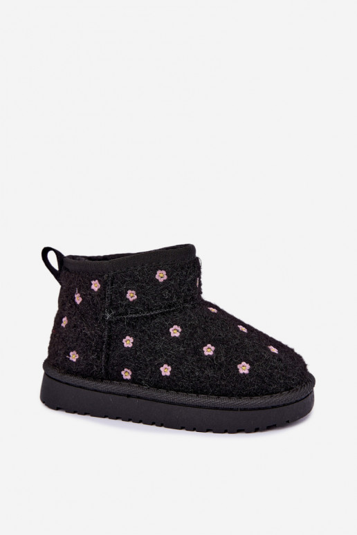 Bottes de neige pour enfants noires avec motifs floraux Lunabelle