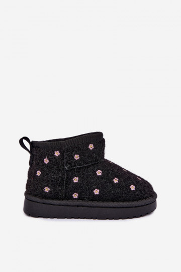 Bottes de neige pour enfants noires avec motifs floraux Lunabelle 2