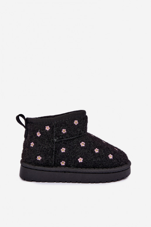 Bottes de neige pour enfants noires avec motifs floraux Lunabelle