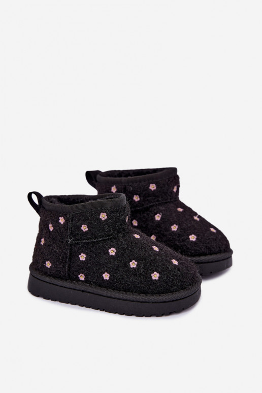 Bottes de neige pour enfants noires avec motifs floraux Lunabelle