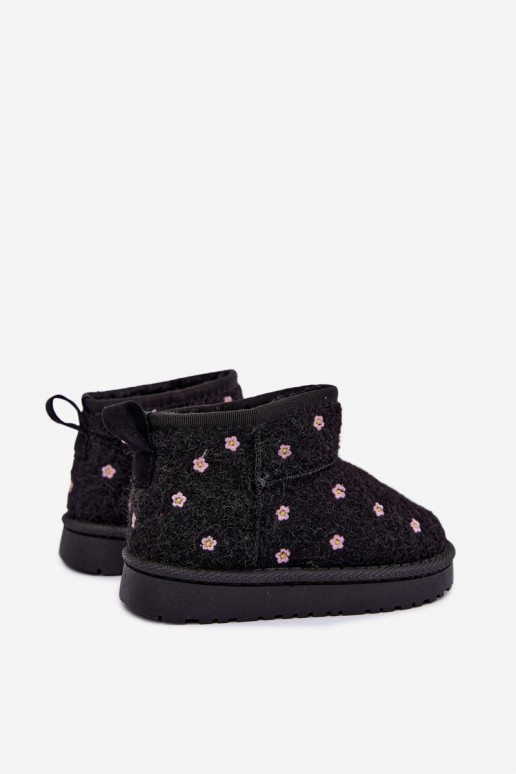 Bottes de neige pour enfants noires avec motifs floraux Lunabelle