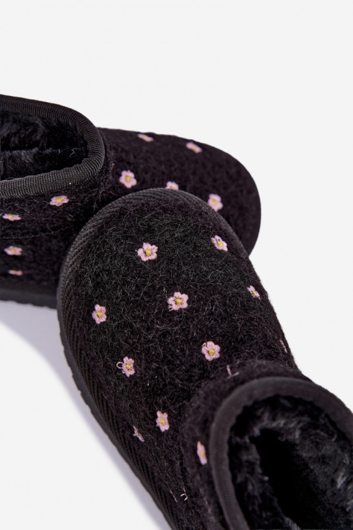 Bottes de neige pour enfants noires avec motifs floraux Lunabelle