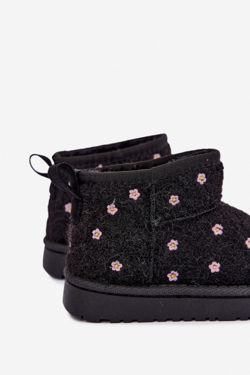 Bottes de neige pour enfants noires avec motifs floraux Lunabelle