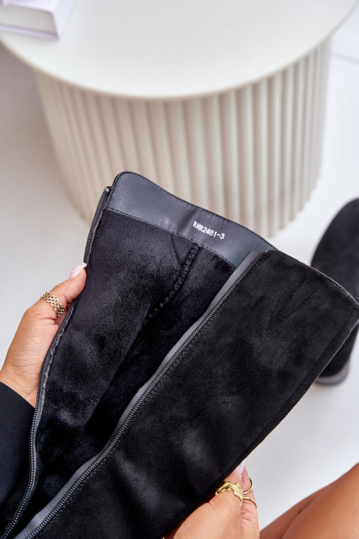 Bottes hautes à talon en daim synthétique noires Izanae