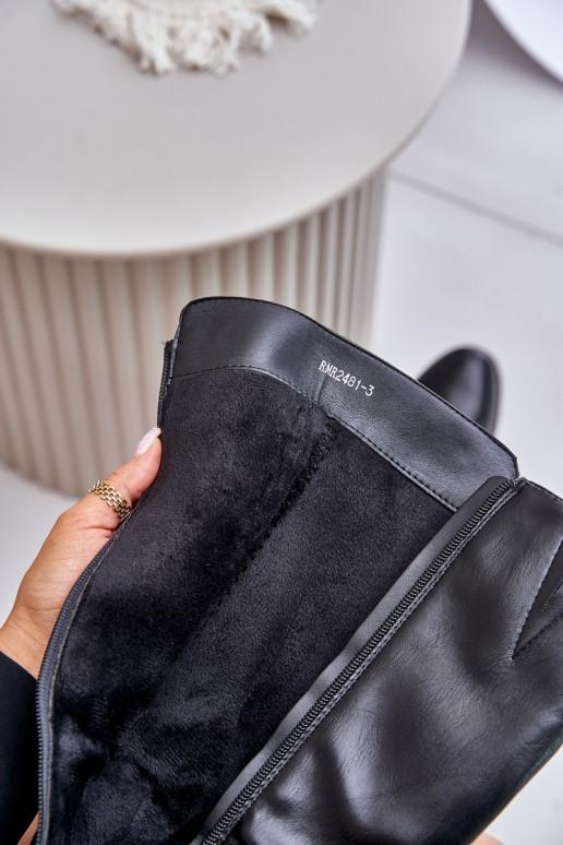 Bottes hautes à talon en cuir synthétique noires Izanae