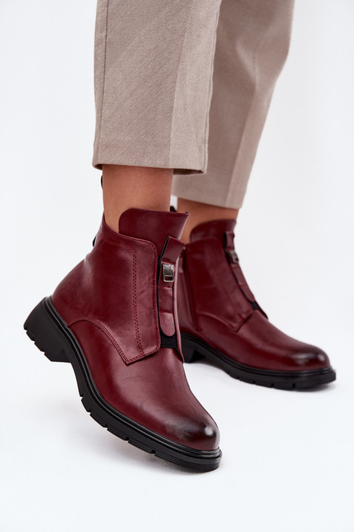 Bottines chaudes pour femmes avec détails décoratifs bordeaux Roselle