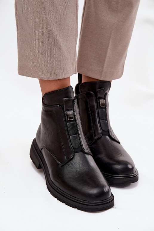 Bottines chaudes pour femmes avec détails décoratifs noires Roselle
