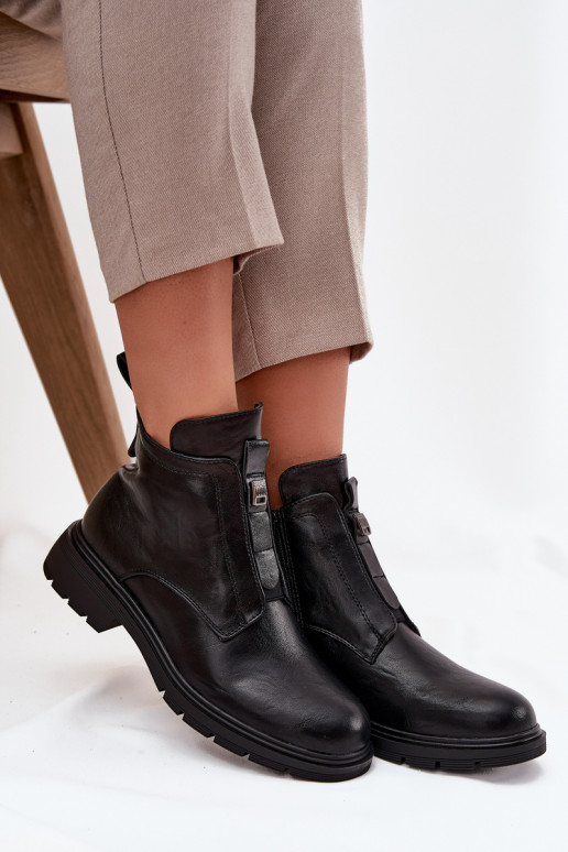Bottines chaudes pour femmes avec détails décoratifs noires Roselle