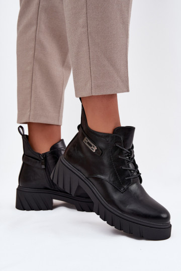 Bottines basses chaudes pour femmes avec talons décorés noires Therisse