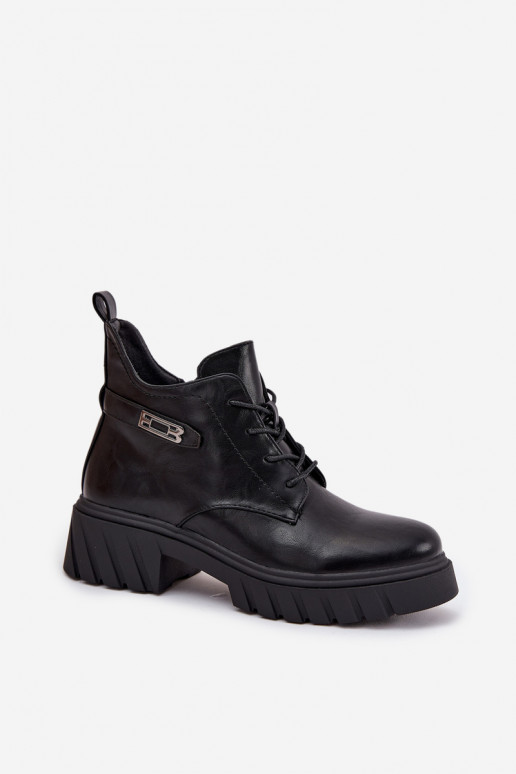 Bottines basses chaudes pour femmes avec talons décorés noires Therisse