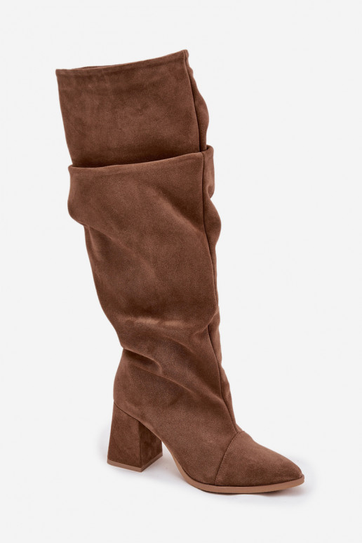 Bottes brunes en daim synthétique avec talons Zazoo 4228