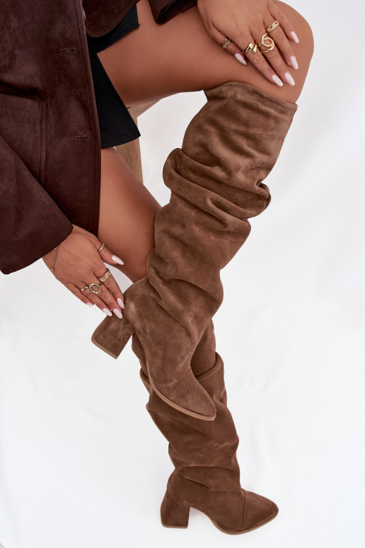 Bottes brunes en daim synthétique avec talons Zazoo 4228