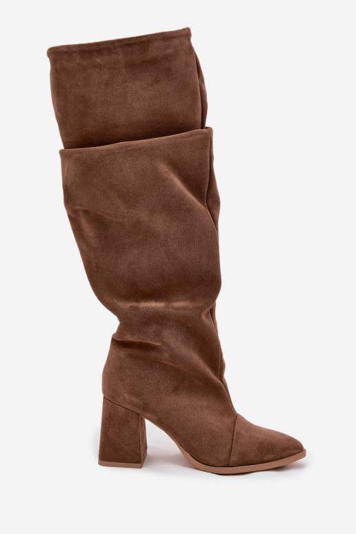 Bottes brunes en daim synthétique avec talons Zazoo 4228