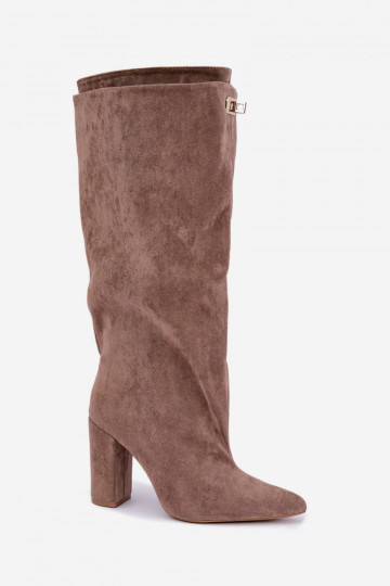 Bottes isolées en daim synthétique couleur sable avec double tige Luminelle