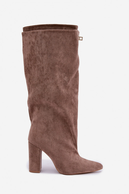 Bottes isolées en daim synthétique couleur sable avec double tige Luminelle