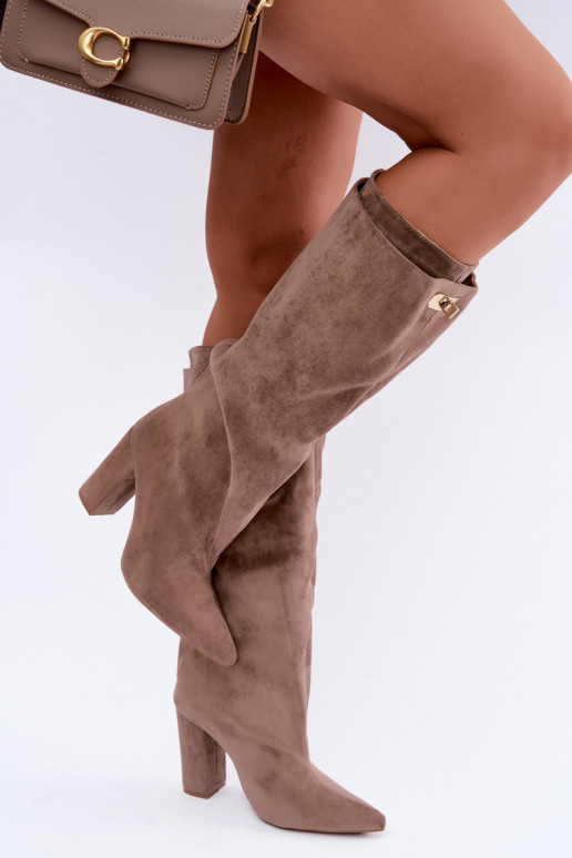 Bottes isolées en daim synthétique couleur sable avec double tige Luminelle