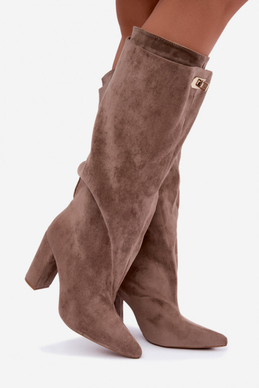 Bottes isolées en daim synthétique couleur sable avec double tige Luminelle