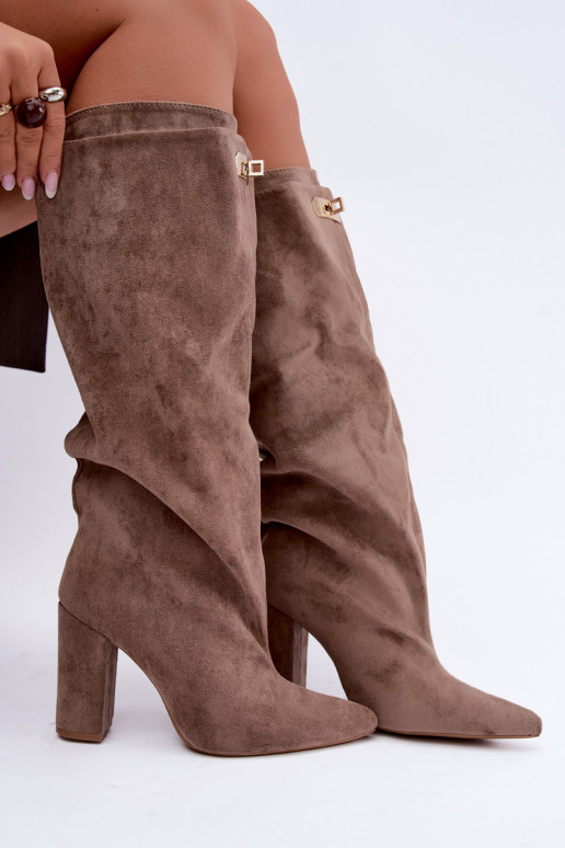 Bottes isolées en daim synthétique couleur sable avec double tige Luminelle