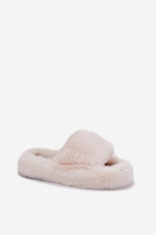Chaussons en ivoire pour femmes avec fourrure Biella