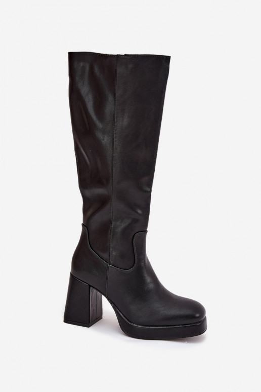 Bottes noires pour femmes au-dessus du genou avec talon bloc Selvia