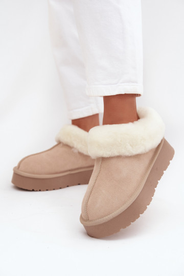 Bottes de neige beiges pour femmes en daim synthétique avec fourrure Mivelle 2