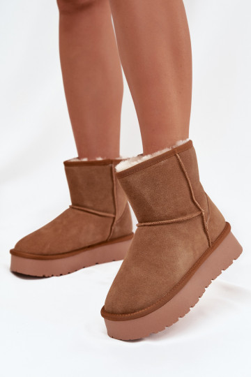 Bottes de neige brunes pour femmes en daim synthétique avec plateforme Privine 2