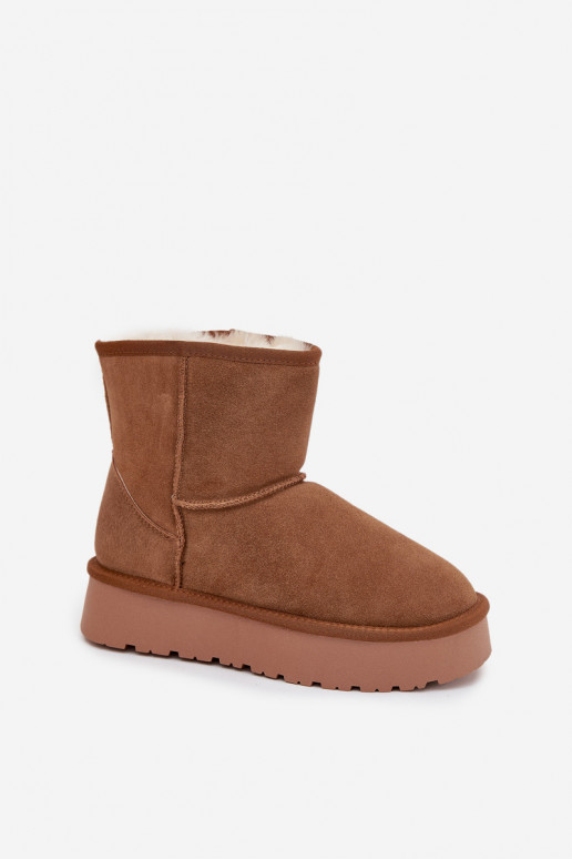 Bottes de neige brunes pour femmes en daim synthétique avec plateforme Privine