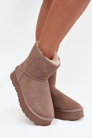 Bottes de neige beiges pour femmes en daim synthétique avec plateforme Privine 2
