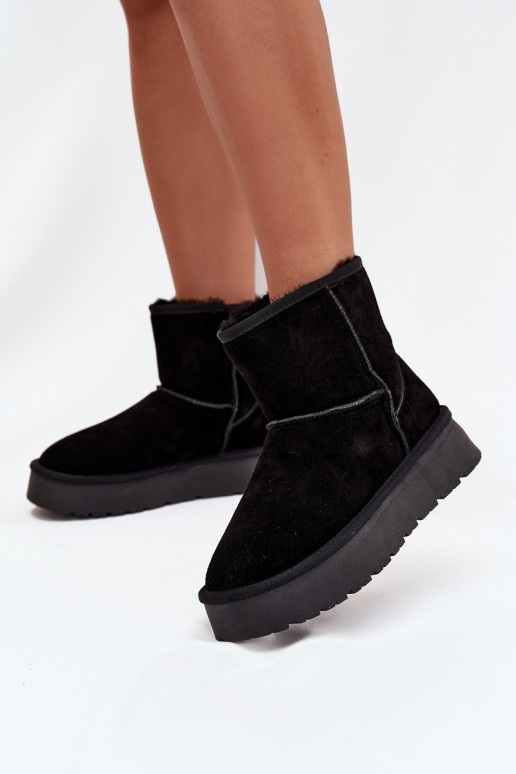 Bottes de neige noires pour femmes en daim synthétique avec plateforme Privine
