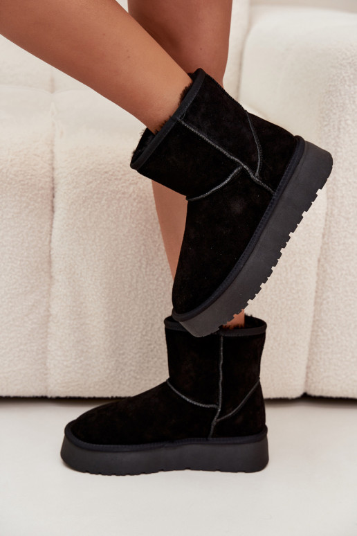 Bottes de neige noires pour femmes en daim synthétique avec plateforme Privine