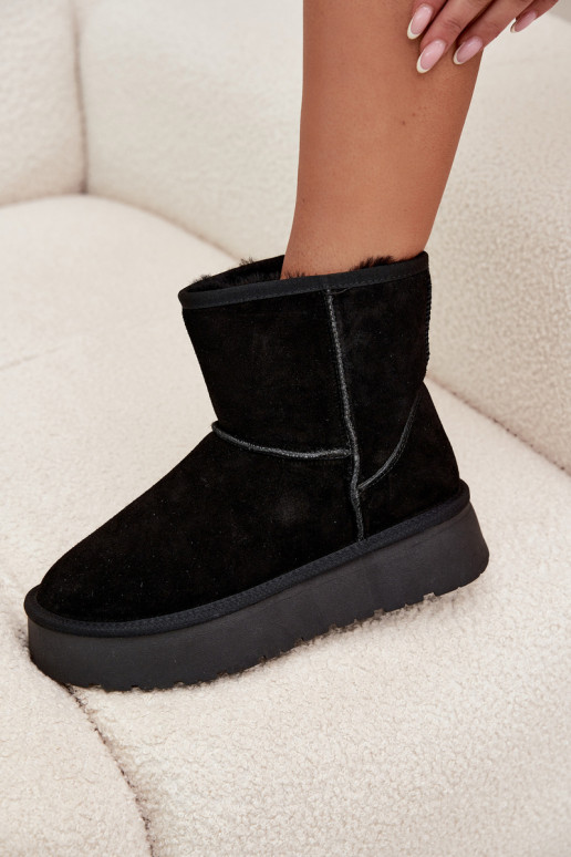 Bottes de neige noires pour femmes en daim synthétique avec plateforme Privine