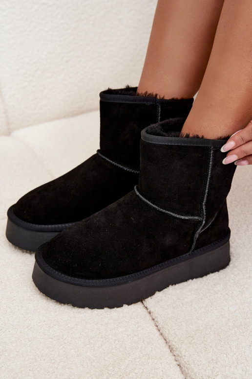 Bottes de neige noires pour femmes en daim synthétique avec plateforme Privine