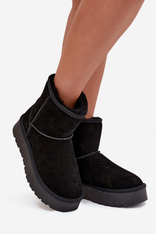 Bottes de neige noires pour femmes en daim synthétique avec plateforme Privine