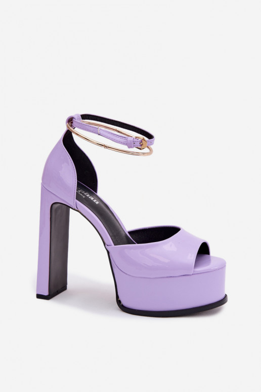 Sandales violettes vernies pour femmes avec talons et plateforme Horvia