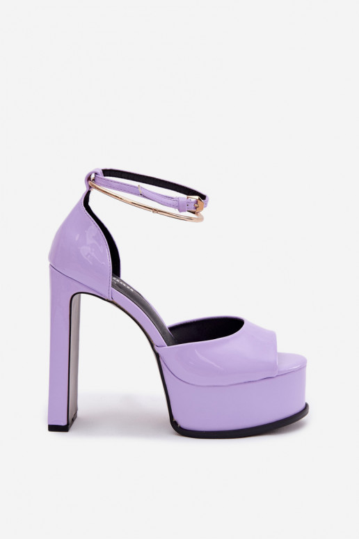 Sandales violettes vernies pour femmes avec talons et plateforme Horvia