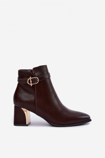 Bottines pour femmes avec des sangles décoratives et des boucles en chocolat Kordelia 2