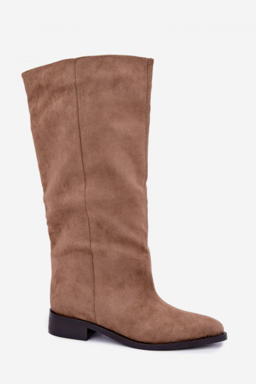 Bottes hautes à enfiler avec larges talons en sable Cadorine