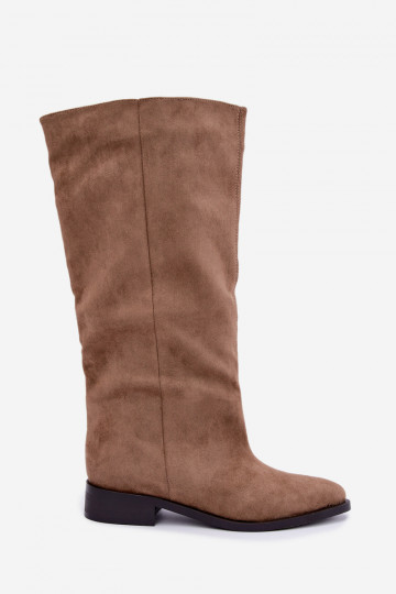 Bottes hautes à enfiler avec larges talons en sable Cadorine 2