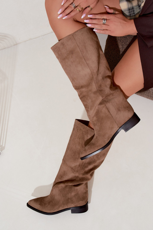 Bottes hautes à enfiler avec larges talons en sable Cadorine