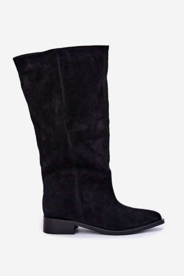 Bottes hautes à enfiler avec larges talons en noir Cadorine 2